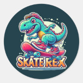 Schaats Rex - Cool Dinosaur Sticker (Voorkant)