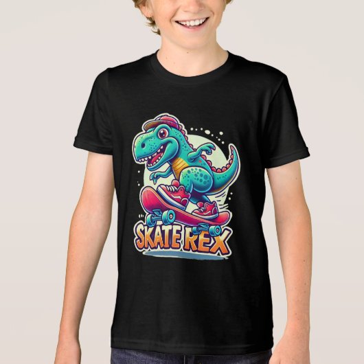 Schaats Rex - Cool Dinosaur Tri-Blend Shirt (Voorkant)