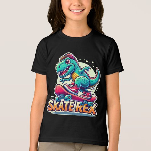 Schaats Rex - Cool Dinosaur Tri-Blend Shirt (Voorkant)