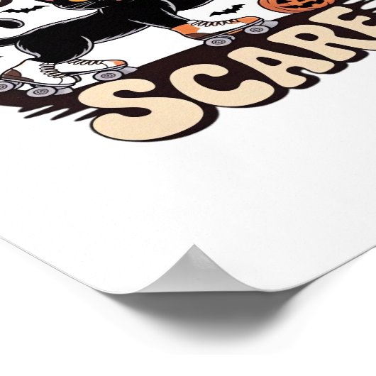 Schaats & Scare – Schattigee zwarte kat rolschaats Poster (Hoek)