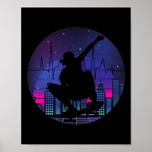 Schaats Schaatsboardrijder Skateboard Liefhebber H Poster (Voorkant)