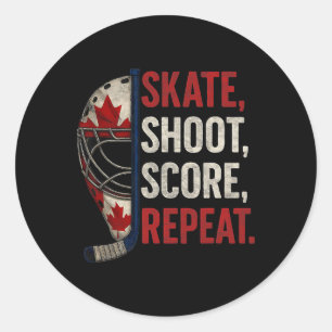 Schaats Schiet Score Herhaal Hockey Liefhebber Can Ronde Sticker