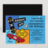 Schaats Skateboard Party Birthday Invitations Kaart (Voorkant / Achterkant)
