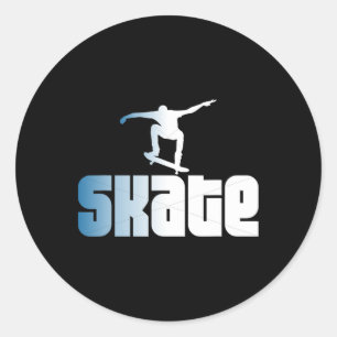 Schaats Skateboard Retro Schaatsen Skateboarder Ronde Sticker