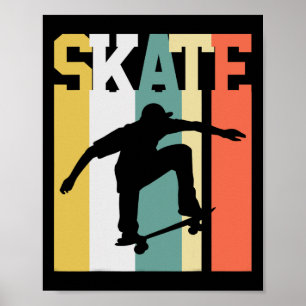 Schaats Skateboard Skateboarder Skaten Retro Poster