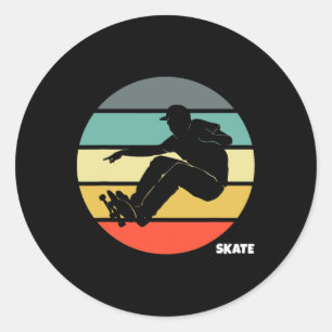 Schaats Skateboarden Retro Vintage Skateboarder Sk Ronde Sticker