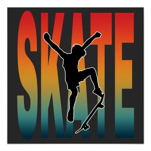 Schaats Skateboarden Silhouet Perfect Poster (Voorkant)