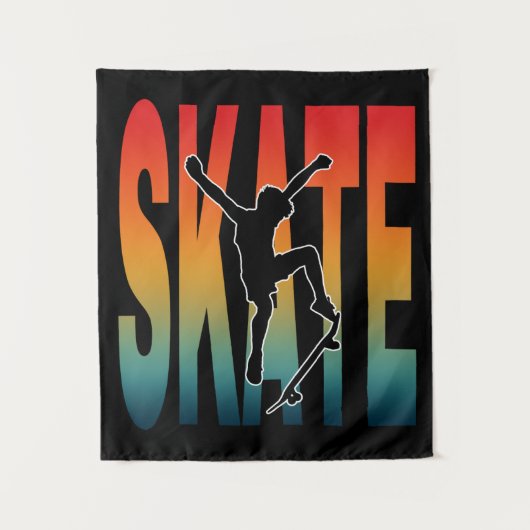 Schaats Skateboarden Silhouet Wandkleed (Voorkant)