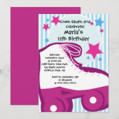 Schaats Skating Party Birthday Invitations Kaart (Voorkant / Achterkant)