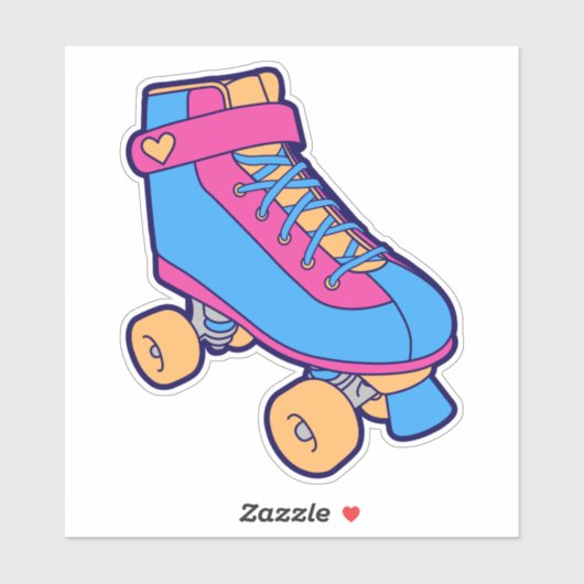 schaats Skating Pink Blue Summer Roller 80 s Sticker (Vel)