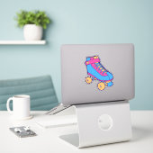 schaats Skating Pink Blue Summer Roller 80 s Sticker (Laptop op bureau)