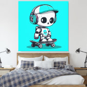 Schaats SkullBot Canvas Afdruk (Insitu (Slaapkamer))