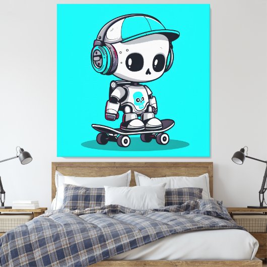Schaats SkullBot Canvas Afdruk (Insitu (Slaapkamer))