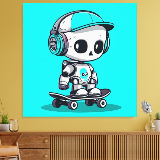 Schaats SkullBot Canvas Afdruk (Insitu (Woonkamer))