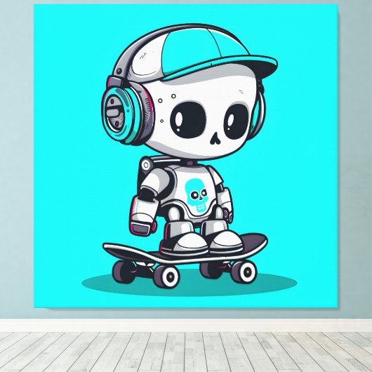 Schaats SkullBot Canvas Afdruk (Insitu (Houten vloer))