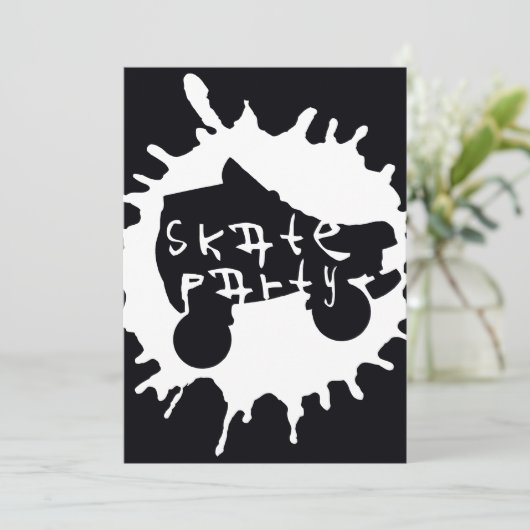 schaats splatz-partijuitnodiging kaart (Staand voorkant)