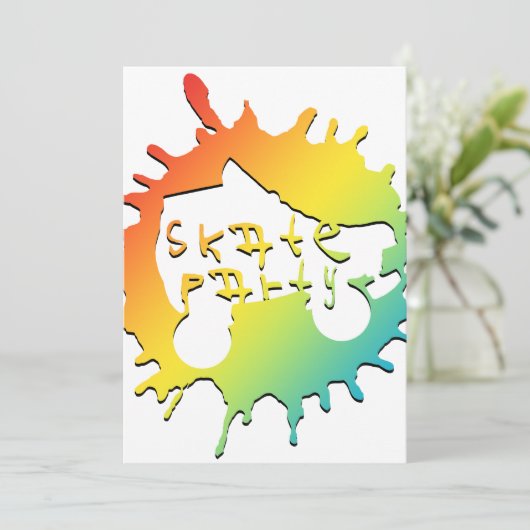 schaats splatz-partijuitnodiging kaart (Staand voorkant)