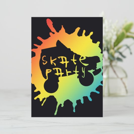 schaats splatz-partijuitnodiging kaart (Staand voorkant)