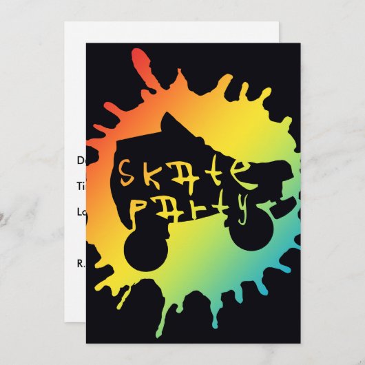 schaats splatz-partijuitnodiging kaart (Voorkant / Achterkant)