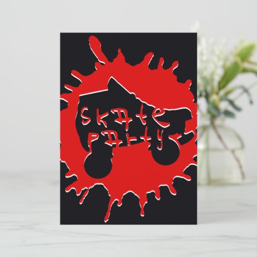 schaats splatz-partijuitnodiging kaart (Staand voorkant)