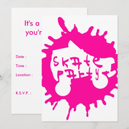 schaats splatz-partijuitnodiging kaart (Voorkant / Achterkant)