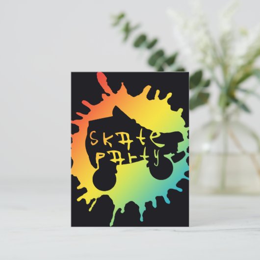 schaats splatz-partijuitnodiging uitnodiging briefkaart (Staand voorkant)