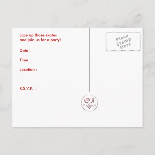 schaats splatz-partijuitnodiging uitnodiging briefkaart (Achterkant)