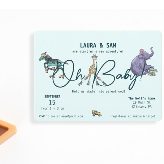 Schaats Uitnodigingen voor baby shower