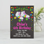 Schaats van Roller Birthday Party Kaart (Staand voorkant)