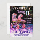 Schaats verjaardagsfeest uitnodiging (Voorkant / Achterkant)