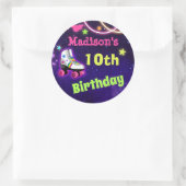 Schaats Verjaardagsfeestje Stickers Rond of Vierka (Tas)