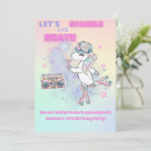 Schaats Verjaardagsfeestuitnodiging voor & achter  Kaart (Staand voorkant)