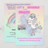 Schaats Verjaardagsfeestuitnodiging voor & achter  Kaart (Voorkant / Achterkant)