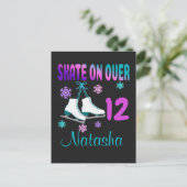 Schaats verjaardagsmeisje schaatser briefkaart (Staand voorkant)