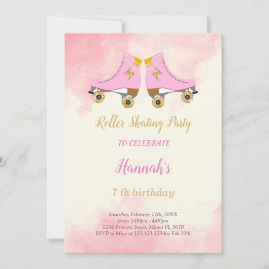 Schaats verjaardagsuitnodiging kaart (Voorkant)