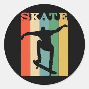 Schaats Vintage Voor Skateboarden En Skateboarder Ronde Sticker