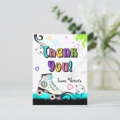 Schaats voor hippe en kleurrijke roller bedankkaart (Staand voorkant)