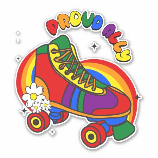 Schaats voor rode regenboog sticker (Voorkant)