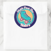 Schaats voorbij de Haters 80s Cartoon Rollerskate Ronde Sticker (Tas)