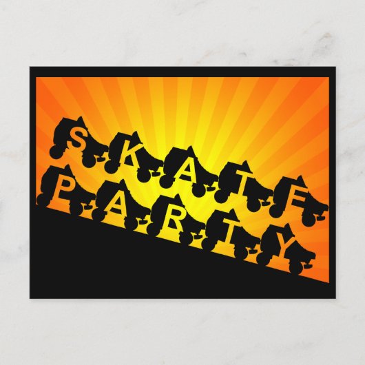 schaats: zonnestralen uitnodiging briefkaart (Voorkant)