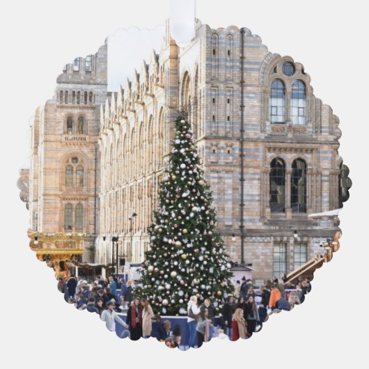 Schaatsbaan Kerstboom Londen UK Foto Ornament Kaart (Voorkant)