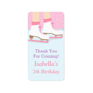 Schaatsbaan Meisjes Verjaardag Party Decor Labels