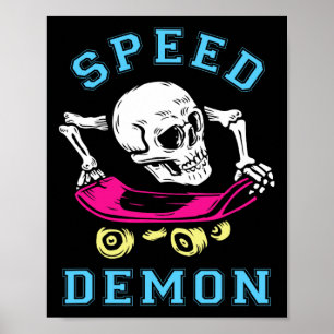 Schaatsboard Schedel Skateboarden Retro Rad Skater Poster