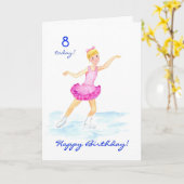 Schaatsen 8e verjaardag Kaart voor een meisje (Gele Bloem)