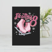 Schaatsen 8e verjaardag meisje 8 jaar oud kaart (Staand voorkant)