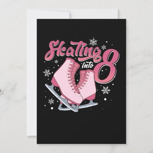 Schaatsen 8e verjaardag meisje 8 jaar oud kaart (Achterkant)