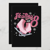 Schaatsen 8e verjaardag meisje 8 jaar oud kaart (Voorkant / Achterkant)