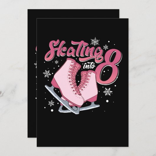 Schaatsen 8e verjaardag meisje 8 jaar oud kaart (Voorkant / Achterkant)