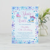 Schaatsen Bevroren Sprookje Sneeuwvlokken Verjaard Kaart (Staand voorkant)