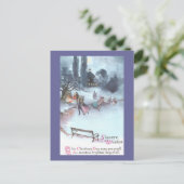 Schaatsen bij Moonlight Vintage Christmas Feestdagenkaart (Staand voorkant)